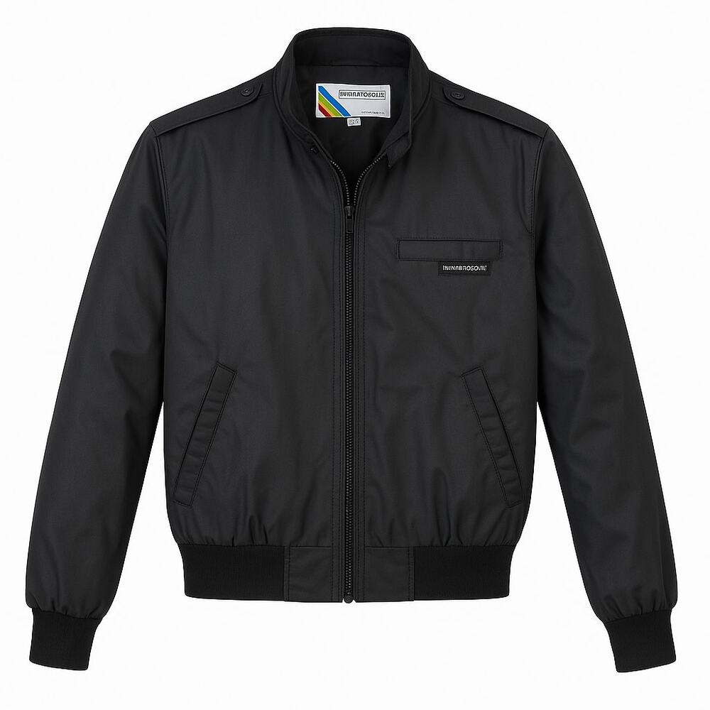 Members Only Vintage Racer Jacket Black Europe Craft Size 40 Mens Bomber